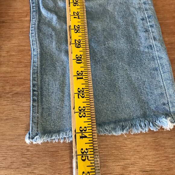 Allsaints Mazzy Cropped Wide Leg Jean Women 27 Blue Mid Rise Distressed Raw Hem - Picture 5 of 12